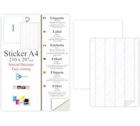 100 Papier Adhésif Blanc A4 Autocollant Special Decoupe Feuille Adhésive Pour Créer Imprimer Vos Étiquettes Sur Imprimante 5 Re-Fentes Au Verso Pour Détacher Découper Facilement Étiquettes Stickers