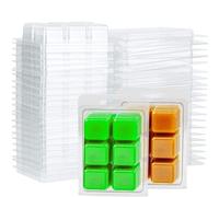 100 Paquets De Moules Carrés De Coquilles De Cire Fondue, Plateau Cube En Plastique Transparent À 6 Cavités Pour La Fabrication De Bougies Et De Savon