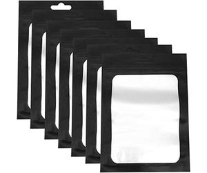 100 Pcs 10.5x15cm Mylar Ziplock Bags Sachets Plastiques Zip, Sac de Bonbons en Film Polyester Noir Mat, Holographique Ziplock Sacs, pour Rangement Cuisine Candy Bijoux Brillant À Lèvres Échantillon