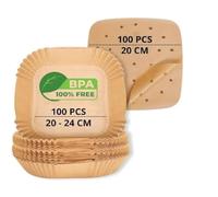 100 pcs+ 100 pcs: Papier Cuisson Air Fryer -Antiadhésif - Compatible avec Moulinex Dual Easy Fry & Grill, Ninja, Philips et Plus - Accessoire Essentiel pour Cuisson Sans Effort;