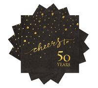 100 pcs 50th Birthday Decorations "Cheers to 50 Years" Napkins Cocktail Napkins Paper for 50th Anniversary Decorations 5x5 Inches
