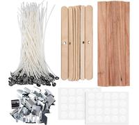 100 Pcs 7.87 Inch Wooden Candle Wick With 20 Metal Bases For Scented Candle Making