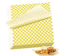 100 Pcs Alimentaire à Carreaux, Papier Alimentaire Cire, Graisse Papier, Reutilisable Anti-graisse Feuilles Papier Alimentaire, Wrap Papier,pour Hamburger Pain Frites