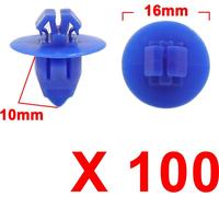 100 pcs Arch de Roue Aile Flare Plastique Coupez Vos Clips Bleu Arch moulures