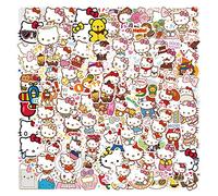 100 pcs autocollants Kitty découpés au laser en vinyle - Lot varié pour ordinateur portable, bouteille d’eau, scrapbooking, tablette, skateboard, intérieur/extérieur