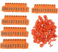 100 pcs bétail numéroté d'étiquettes d'oreille de bétail claires d'impression de laser dePolyuréthane- identifications orange