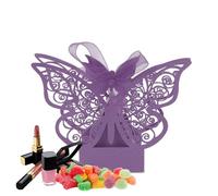 100 PCS Boîte à Dragées pour Mariage Multicouleur Cube Papillon Boîte De Bonbons Sucre Chocolat Pliable Boîtes pour Anniversaire Fête De Mariage Partie De Faveur(Light Purple )
