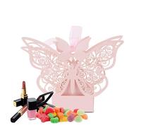 100 PCS Boîte à Dragées pour Mariage Multicouleur Cube Papillon Boîte De Bonbons Sucre Chocolat Pliable Boîtes pour Anniversaire Fête De Mariage Partie De Faveur(Pink)