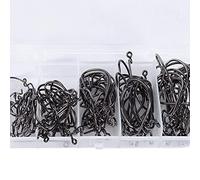 100 PCS/Boîte De Crochets De Pêche en Acier Au Carbone Crochets De Pêche Barbelé Large Gap Offset Jig Ver Doux Appâts Jigging Crochet pour Texas Rigs Taille 2# 1# 1/0# 2/0# 3/0# Noir