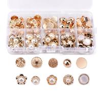 100 Pcs Boutons Couture Dorés,Boutons Perles Artificielles, Boutons Rétro Vintage Florid pour Femmes Filles，Elégant Boutons Ronds Or à Coudre, à Chemise ，Vêtements,Veste,Robe (10-12 mm)