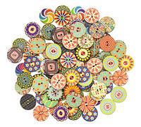 100 Pcs Boutons de Couture Boutons Rétro,Boutons en boispeinture de couleur aléatoire mixte,Boutons ronds en bois Vintage 2 Trous Boutons Décoratifs pour Artisanat de Bricolage,Métier à Coudre( 20mm)