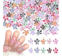 100 pcs Breloques pour Ongles de Fleur, Nail Art Lys Coloré Décoration, Deco Ongle Nail Art de Jolis Florales, Accessoires Ongle de Fleurs de Résine Pour Femme Filles DIY