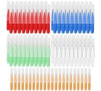 100 Pcs Brossettes Interdentaires, Bâtonnet Interdentaire, Brossette Dentaire Interdental Brush avec Couvercle, Brosse De Nettoyage Dentaire pour Inter Dentaire Hygiène Interdentaire (5 Couleur)