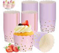 100 Pcs Caissette Muffins Mini avec Points Dorés, Caissettes Cupcake Jetable, Moule Cuisson Pâtisseries Cupcakes, Moules Papier Muffin pour Décoration Mariages, Anniversaires, Fêtes, Noël, Halloween