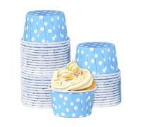 100 Pcs Caissettes Cupcake, Tasses de Papier de Cuisson Mini Moules à Muffins en Papier Doublures de Tasse de Moule de Cuisson de Petit GâTeau d'emballage de Muffin d'anniversaire(Bleu)
