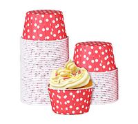 100 Pcs Caissettes Cupcake, Tasses de Papier de Cuisson Mini Moules à Muffins en Papier Doublures de Tasse de Moule de Cuisson de Petit GâTeau d'emballage de Muffin d'anniversaire(Rouge)