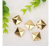 100 Pcs Carré Pyramide Punk Rivets 4 Griffe Métal Goujons Métal Pyramide Goujons Artisanat DIY Punk Spikes Spots Goujons Accessoires pour Bracelets Vêtements Chaussures Sac À Main(10MM-Or)