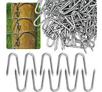 100 PCS Clou en U pour Grillage, 25mm Clou en U Petit, Crampons en Acier Galvanisé, Agrafes de Clôture pour Fixer les Clôtures