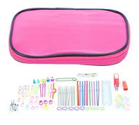 100 Pcs Crochet Hooks Set Ergonomic Aluminum Knitting Tool Kit with Storage Bag Accessories for Beginners Professionals DIY Craft Enthusiasts (Pink)
