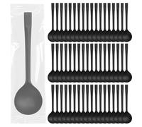 100 Pcs Cuillères À Soupe Réutilisables Noir, Petite Cuillère à Dessert Haute Résistance, Cuillere a Cafe Lavables Couverts Pour la famille, les fêtes d'anniversaire, les Camping, les mariages