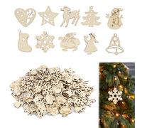 100 Pcs Décoration Noël Bois, Pendentifs en Bois pour Sapin de Noël, Ornements de Santa en Bois, Décoration Arbre de Santa, Pendentifs Suspendus pour Créativité et Embellissement