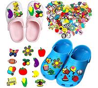 100 Pcs Different Shoe Charms,Charm Chaussures Décoration, Charmes de Chaussures Dessin Animé en PVC, for Croc Shoes & Bracelet Wristband Kids Party Birthday Gifts Bijoux de chaussures, Polychlorure