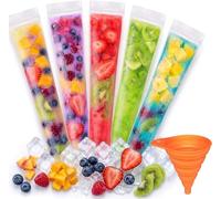 100 PCS DIY Popsicle Bags, Disposable Popsicle Bags with Funnel, Ice Pop Bags with Zip Seal, Leak-Proof Ice Lolly Moulds for DIY Healthy Snacks,Yogurt Sticks, Juice and Fruit Smoothies (100 Pcs)