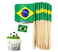 100 PCS Drapeau Cure-dent Brésil pour Décorer Les Gâteaux,Décor Cupcake Toppers Cocktail pour Concerts Jardin Bar Fête Fourniture Fruits Sandwich Décoration Euro Football Match Décor événement royal