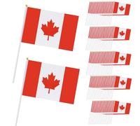 100 pcs drapeaux canadiens 5, 5 x 8, 3 pouces petits drapeaux du Canada à la main vibrants résistants à la décoloration mini sur bâtons pour jardin, jardin, terrains de sport canadien, drapeau du