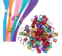 100 Pcs Dreadlocks Accessoires Métal Hair Cuffs Bijoux, Multicolore en Aluminium Poignets en Métal,Anneaux Manchette Décoration De Cheveux Tressage Perles Manchettes Accessoires pour Cheveux Anneaux