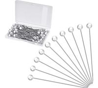 100 PCS Épingles Tête Ronde Perles Blanches 6x65mm Couture Patchwork | Pour Bouquets Et Artisanat, Métal Solide, Fine Pointe, Cent Unités, Set, Multicolore, Bureau, Loisirs, Pour Création