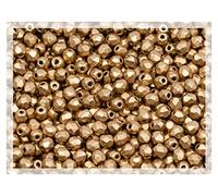 100 pcs Faceted Fire Polished Pressed Czech Glass Beads 3 mm, Aztec Pale Gold - 01710