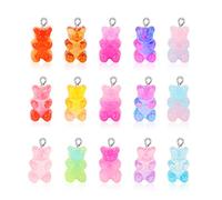 100 Pcs Gommeux Pendentifs mignon ours résine bonbons charmes en couleur vive dessin animé ours porte-clés bijoux collier charme mignon Bracelet accessoires pour bricolage artisanat