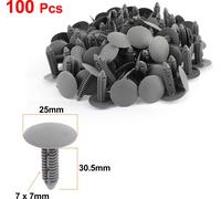 100 Pcs Gris Rivet Plastique 6,5mm Boucle Plafond Doublure Garniture Panneau Agrafe Clips