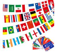 100 Pcs Guirlande de Drapeaux du Monde, 30 M Drapeau Decoration 14 * 21 cm, Drapeaux du Monde Bannière Bunting, Drapeauxs du Monde Decor pour Bar Party Clubs