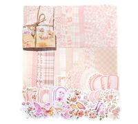 100 Pcs Kit Scrapbooking Stickers Fleurs Rose - Autocollants Décoratifs et Papier Scrapbooking pour Journaling Accessoires, DIY Junk Journal, Loisirs Créatifs et Fournitures d'Artisanat Vintage
