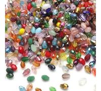 100 pcs/lot 4x6mm AB couleur mixte goutte de cristal à facettes en forme de poire perles de verre artisanat en vrac-MULTI
