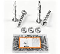 100 Pcs M4.8 x 38mm Vis Autotaraudeuses à tête plate Inox | Vis Autoforeuse Metal, Vis Autoperceuses pour Bac Acier, Toiture de Tôles Ondulées, métalliques, Acier inoxydable 410