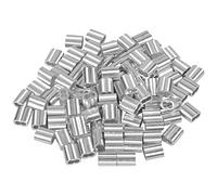 100 Pcs Manchons en Aluminium, Ferrules en Aluminium de Câble Métallique, Clip à Sertir en Aluminium avec Double Embouts pour Câbles Métalliques, Aircraft Câble, Argenté (4 mm/0.157inch)