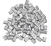 100 Pcs Manchons en Aluminium, Ferrules en Aluminium de Câble Métallique, Clip à Sertir en Aluminium avec Double Embouts pour Câbles Métalliques, Aircraft Câble, Argenté (2 mm / 0,079 pouce)