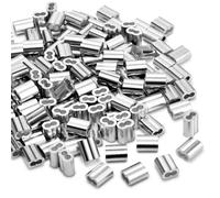 100 Pcs Manchons en Aluminium, Ferrules en Aluminium de Câble Métallique, Clip à Sertir en Aluminium avec Double Embouts pour Câbles Métalliques, Aircraft Câble, Argenté (2.6 mm / 0,102 pouce)