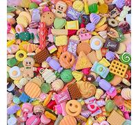 100 pcs Mignon Slime Charms Ensemble Mixte Résine Flatback pour DIY Artisanat Fabrication Assorties Bonbons Gâteau Aux Fruits Résine Cadeaux De Noël Trellis Résine Ornement Kit Faire Fournitures