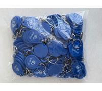 100 pcs. NFC-NTag216 en porte-clés de couleur bleue avec logo NFC 888octets net