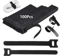 100 pcs noir scratch Serre Cable Bande,3 longueurs différentes 120mm/150m/200mm Sangle Câble Management,avec crochet et Boucle pour la Gestion des Câbles Organisation