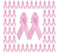 100 PCS Octobre Rose Pins, Épingles en Polyester Octobre Rose Broche Ruban Cancer du Sein Accessoires de Décoration avec Épingle de Sûreté pour Femme Cadeau de Bienfaisance