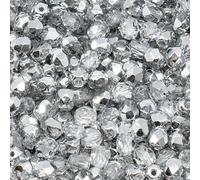 100 pcs of Faceted Fire Polished Pressed Czech Glass Beads 4mm (0.16in), Crystal Silver Aluminum Labrador 00030-27001 BCV