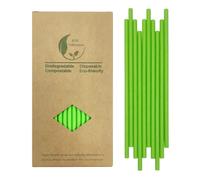 100 Pcs Pailles en Carton Vert, 100% Biodégradables Printemps Vert Pailles en Papier Jetables pour Cocktail, Café, Mignons, Milkdshakes, Cake Pop Sticks