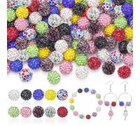 100 PCS Perles Bracelet Kit 10mm Brillantes Boule Disco en Perles Bijoux Création Adulte d'Argile Strass pour les Colliers, Bracelets,Boucles d'oreilles et les Décorations de Bricolage (10 Couleurs)