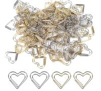 100 Pcs Petits Trombones Bureau, Trombones en Forme de Cœur Argentés et Dorés, Trombone de Bureaus en Métal, Pinces à Papier Marque-pages pour Bureau Papeterie Documents Cartes Livres