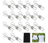 100 Pcs Pince a Linge INOX, Pinces à Linge en Acier Inoxydable, Pince à Linge Metal, Epingle a Linge Multi-Usages avec 1 Sac de Rangement Noir pour Vêtements, Pantalons, Serviettes (1.3x6cm)